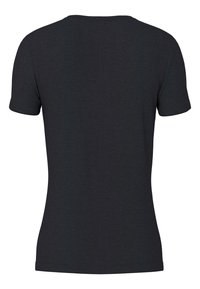 Lühikeste varrukatega tumehall t-särk, valmistatud pehmest puuvillasegust, millel on ümar kaelus ja sile pind, ilma nähtavate mustriteta.