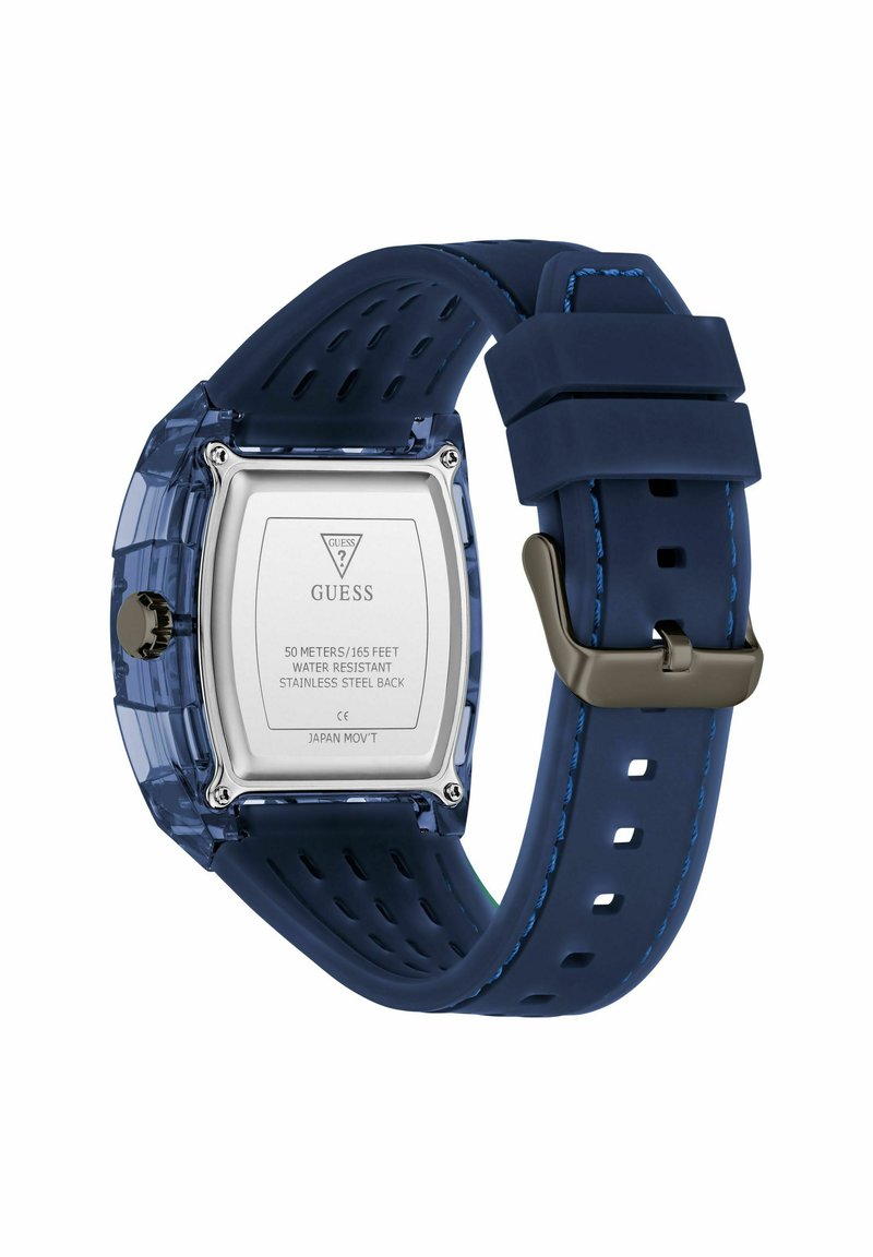 GUESS PHOENIX Orologio Uomo/Donna Con Quadrante Scheletrato, Cassa 44 Mm Navy, Cinturino In Silicone Blu, Multifunzione, Impermeabile 50m