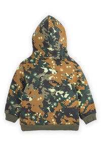 Sudadera con capucha en estampado de camuflaje, que presenta colores marrón, verde y crema. Tela suave, puños acanalados y acentos de logo.