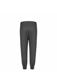 Grijze sweatpants met een aansluitende tailleband, taps toelopende pijpen en elastische boorden. Gemaakt van zachte, lichte stof met een gladde textuur.
