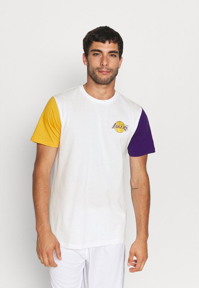 LOS ANGELES LAKERS NBA COLOR BLOCK SLEEVE TEE - Club wear - white