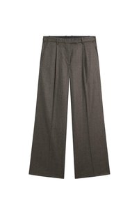 Helle-Hosen in dunkelgrauem Stoff mit strukturiertem Finish, featuring ein gefalteter Front und Seitentaschen. Maßgeschneiderte Bunddetail.
