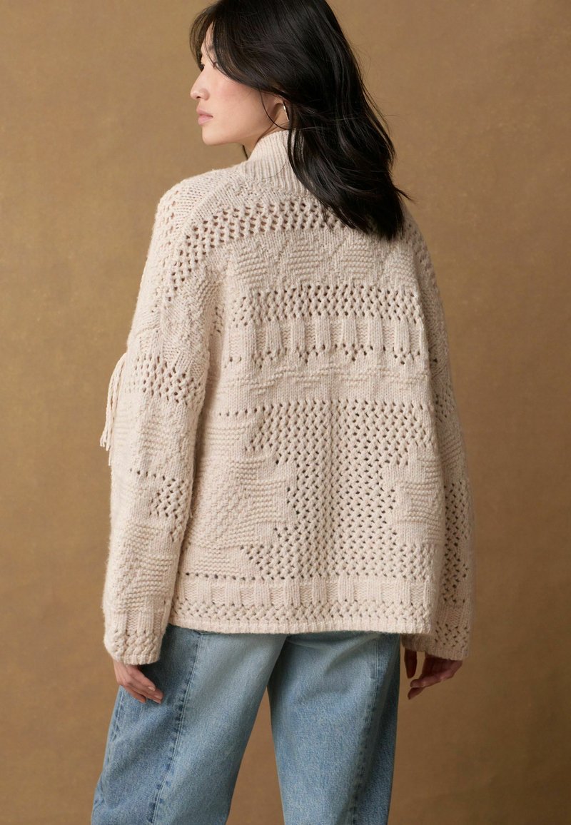 Next SOFT TOUCH FRINGE - Adīta jaka - white ecru