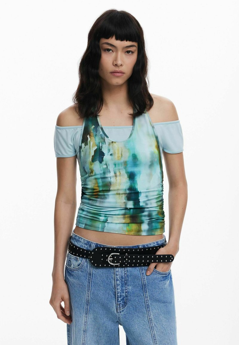 Desigual WITH DETACHABLE SHORT SLEEVES - Triko s potiskem - yellow