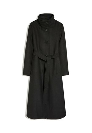 Bershka, LONG FUNNEL NECK WITH BELT - COAT - Manteau classique - black