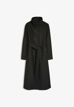 Bershka, LONG FUNNEL NECK WITH BELT - COAT - Manteau classique - black