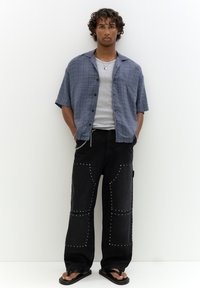 PULL&BEAR CHECK SEERSUCKER  - Vapaa-ajan kauluspaita - blue
