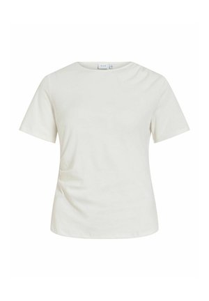 VILA, SHORT-SLEEVED T-SHIRT VITALULAH ROUND NECK - Nyomott mintás póló - snow white