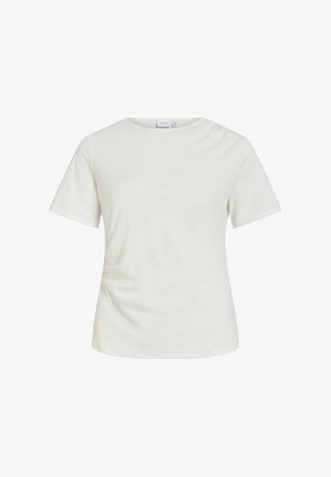 VILA, SHORT-SLEEVED T-SHIRT VITALULAH ROUND NECK - Nyomott mintás póló - snow white