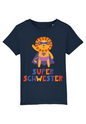 watapparel MOIN LIEBE LEUDE TShirt print french navy/dunkelblau