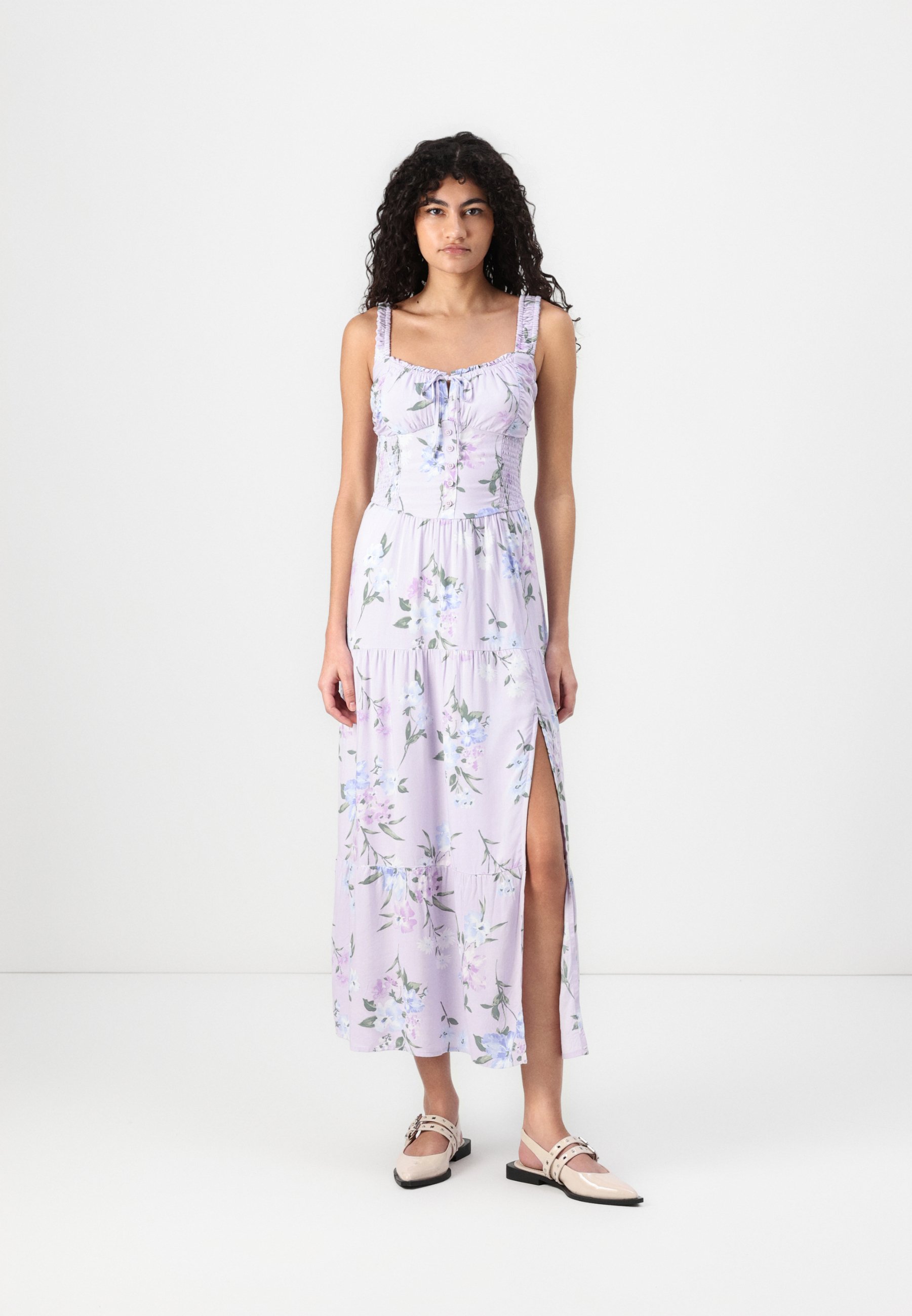 Hollister Co. Hollister Sofia Side-Smocked Maxi Dress - Robe longue -  trifle/blanc - ZALANDO.FR