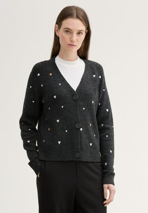 TOM TAILOR DENIM Neuletakki - anthracite heart embroidery