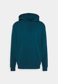Sudadera con capucha color azul verdoso hecha de mezcla de algodón, con bolsillo canguro, capucha con cordón y puños y dobladillo acanalados.