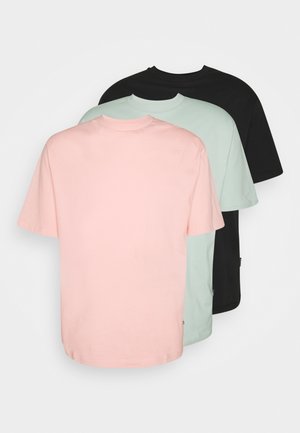 3 PACK UNISEX - T-paita - black/pink/green