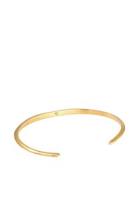 Bracciale a manica color oro realizzato in argento sterling 925. Forma elegante e arrotondata con estremità aperte, caratterizzato da una superficie liscia e lucida.