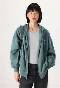 Abercrombie & Fitch Legging-Friendly Logo Full-Zip Hoodie - Φούτερ με φερμουάρ - silver pine