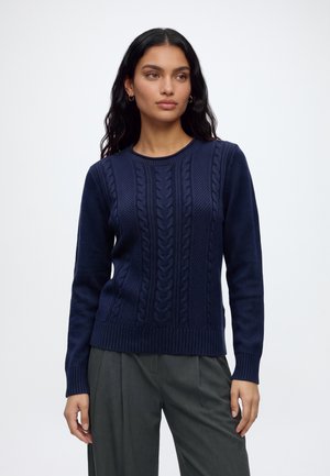 GAP, V-LS CLASSIC COTTON CABLE CREW - Pullover - navy uniform