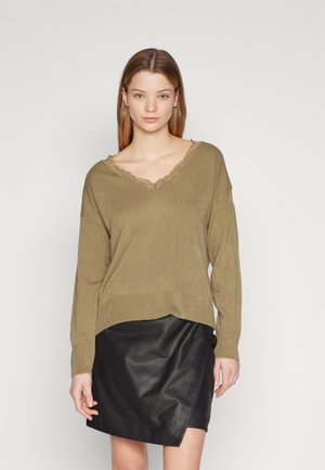 ONLSUNNY V-NECK - Strikkegenser - Khaki