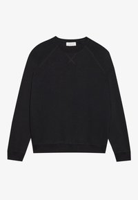 Zwarte ronde hals sweatshirt met lange raglanmouwen, ribgebreide manchetten en onderzoom. Gemaakt van een gestructureerde stof met een minimalistisch ontwerp.