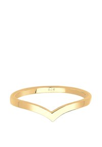 Vergoldeter Chevron-Ring mit einem glatten, konischen Design. Mit einer sauberen, polierten Oberfläche versehen und mit "925" für den Silbergehalt gekennzeichnet.