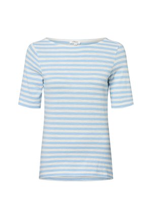 GESTREIFTES IM SLIM FIT MIT FLAMMGARNSTRUKTUR - T-Shirt print - hellblau weiß