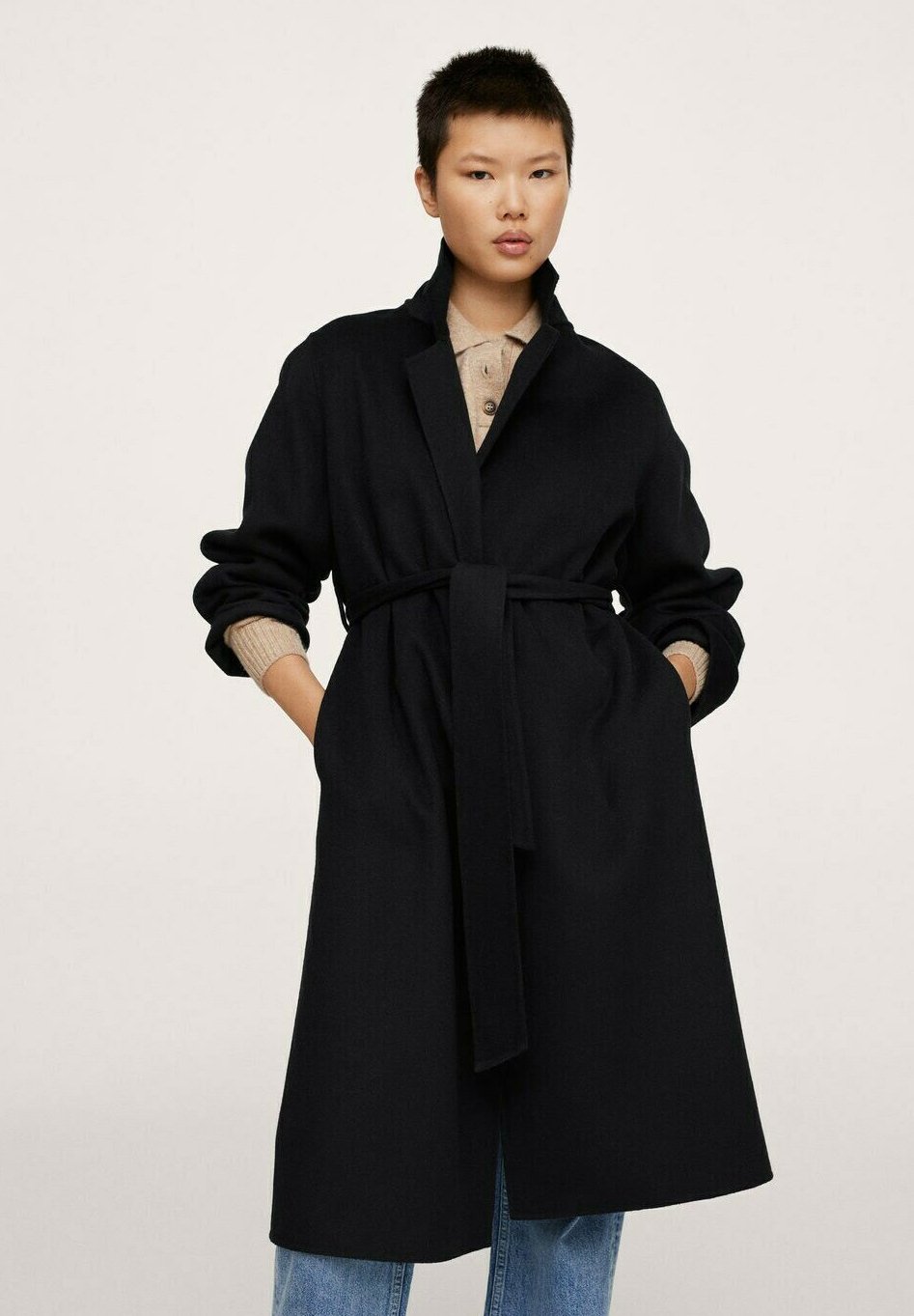 mango long black coat