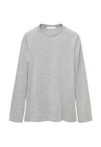 Långärmad grå t-shirt i mjuk bomull. Har en rundad halsringning och en avslappnad passform utan synliga mönster eller detaljer.