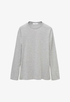 Långärmad grå t-shirt i mjuk bomull. Har en rundad halsringning och en avslappnad passform utan synliga mönster eller detaljer.