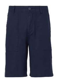 Marineblauwe cargo shorts van een katoenmix, met meerdere zijzakken, een knoopsluiting en een relaxed fit ontwerp.