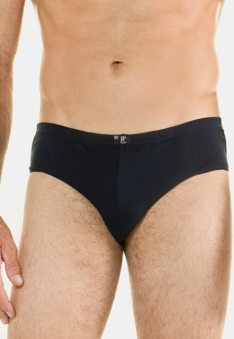 Schwarze Herrenunterhosen aus glattem Stoff, mit einem elastischen Bund mit Logo, passgenauer Passform und minimalistischem Design.