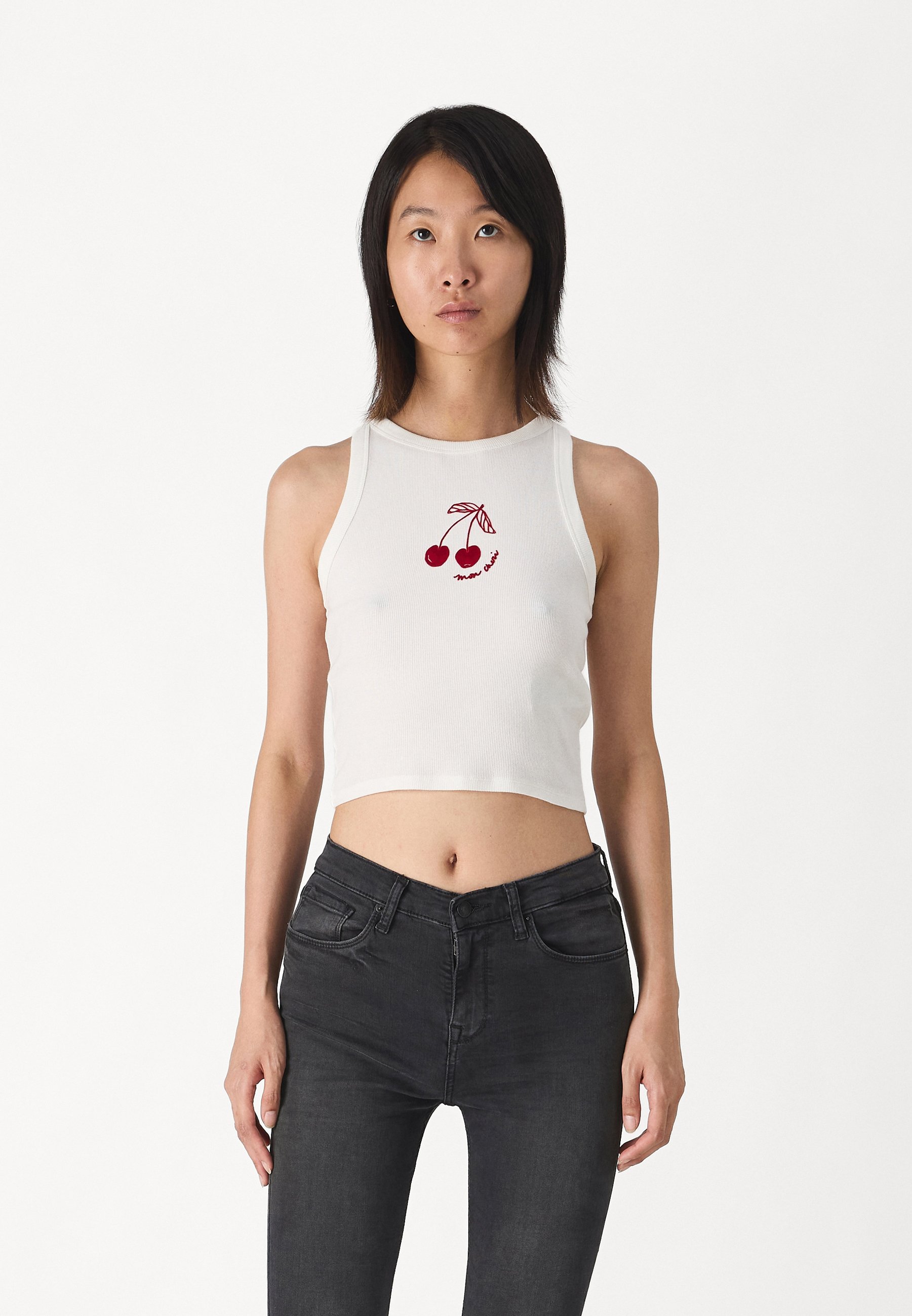 Hollister Co. SUMMER BARE - Top - bright white/dark blue - Zalando.co.uk