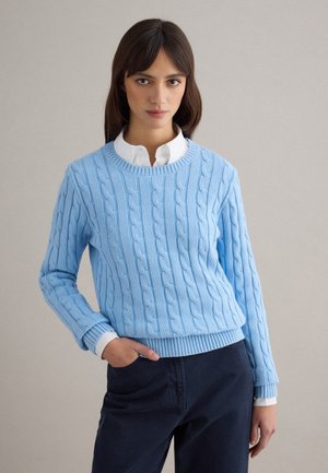 REGULAR FIT SWEATER WITH CABLE KNIT - Jersey de punto - azure
