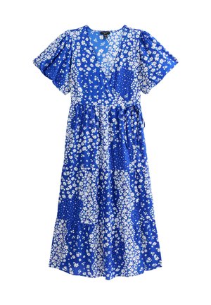 New Look CURVES DITSY PRINT WRAP - Robe longue - blue pattern