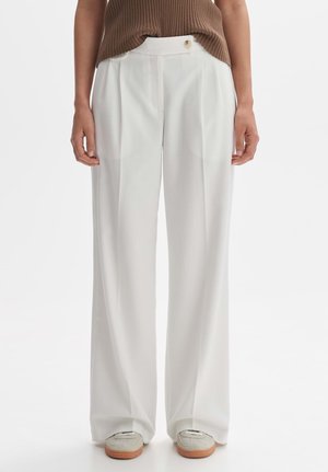 OPUS WIDE LEG PANTS MARZENA ASYMMETRIC - Pantaloni - milk
