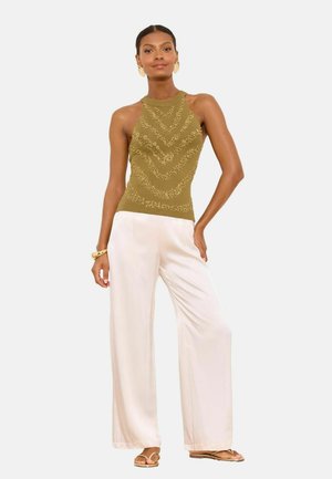 Lipsy, REGULAR FIT - EMBELLISHED GOLD DETAIL HALTER NECK TOP - Long sleeved top - khaki green