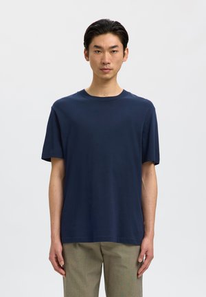 Selected, SLHCOLMAN O NECK TEE - Lihtne T-särk - navy