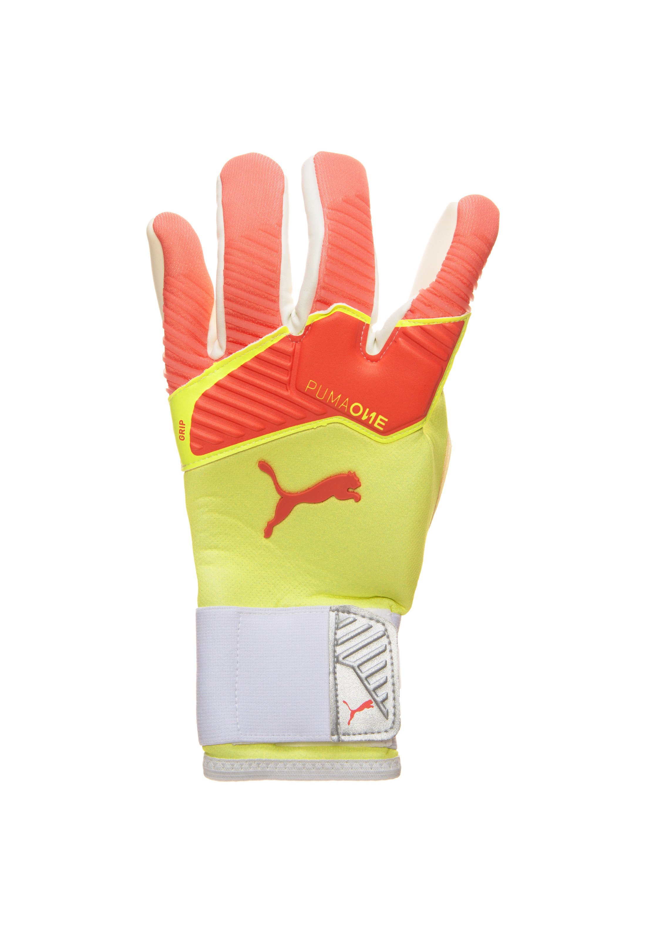 Puma ONE GRIP 1 HYBRID PRO - Keepershandschoenen - energy peach / fizzy  yellow / puma white/rood - Zalando.nl