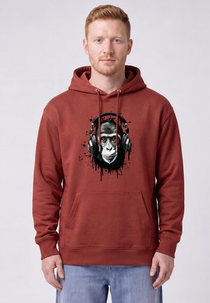 watapparel, AFFE HÖRT MUSIK UNISEX - Hoodie - earthy red