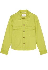 Krótka, rękawowa kurtka w jasnym limonkowym kolorze. Posiada dwie kieszenie na piersi, zapięcie na guziki oraz kołnierzyk.