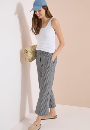 Cecil, WIDE-LEG PANTS IN SEERSUCKER QUALITY - Pantalon classique - universal blue