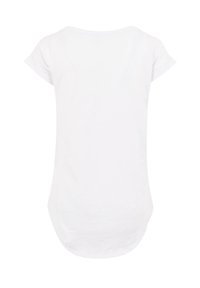White cotton t-shirt with short sleeves, rounded neckline, and a curved hem. Smooth texture, casual style, no identifiable patterns or graphics.