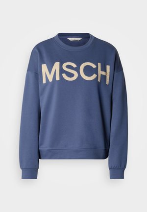 Μπλε φούτερ με στρογγυλή λαιμόκοψη, μακριά μανίκια και χρυσή κεντητή επιγραφή "MSCH" μπροστά. Μαλακό ύφασμα με άνετη εφαρμογή.