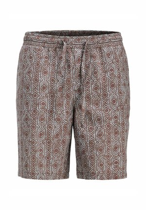 Mønstret shorts med et geometrisk design i brun og lyseblå, med en elastisk talje og snøre til justerbar pasform.