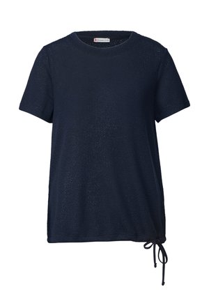 Street One, BASIC KNIT-LOOK T-SHIRT WITH ROUND NECK - T-shirt basique - darkest blue