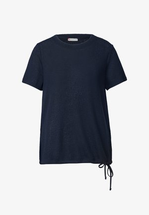 Street One, BASIC KNIT-LOOK T-SHIRT WITH ROUND NECK - T-shirt basique - darkest blue