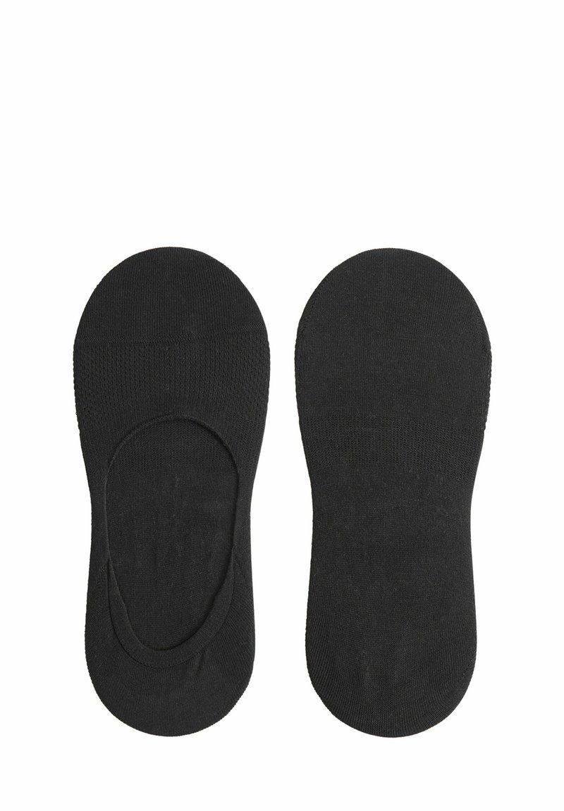 Sorte no-show sokker med en glat tekstur, rund tådesign og elastisk bånd øverst for et sikkert fit. Enkel og minimalistisk stil.