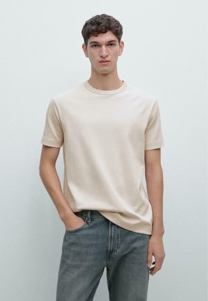 SHORT-SLEEVE WITH CREW NECK - T-shirt basic - beige