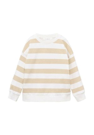 Felpa a righe beige chiaro e bianco realizzata in un tessuto morbido. Caratterizzata da un collo rotondo, maniche lunghe e polsini e orlo a coste.