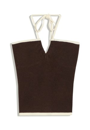Bershka, CONTRAST PIPING BANDEAU TOP - Top - dark brown