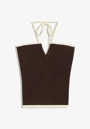 Bershka, CONTRAST PIPING BANDEAU TOP - Top - dark brown
